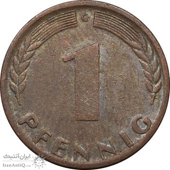 سکه 1 فینیگ 1950G جمهوری فدرال - EF45 - آلمان