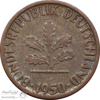 سکه 1 فینیگ 1950G جمهوری فدرال - EF45 - آلمان