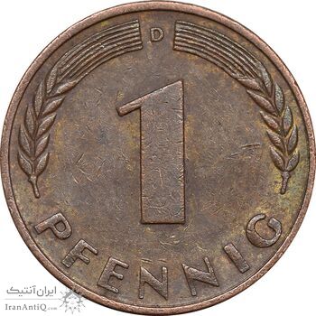 سکه 1 فینیگ 1966D جمهوری فدرال - EF45 - آلمان