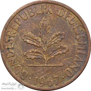 سکه 1 فینیگ 1967J جمهوری فدرال - EF45 - آلمان