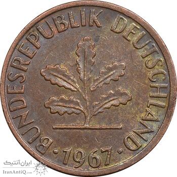 سکه 1 فینیگ 1967F جمهوری فدرال - EF45 - آلمان