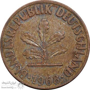 سکه 1 فینیگ 1968J جمهوری فدرال - EF40 - آلمان سکه 1 فینیگ 1968J جمهوری فدرال - EF40 - آلمان