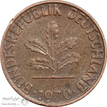 سکه 1 فینیگ 1970D جمهوری فدرال - EF45 - آلمان