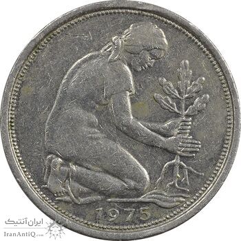 سکه 50 فینیگ 1975D جمهوری فدرال - EF45 - آلمان