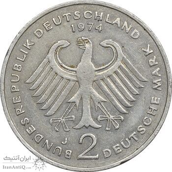 سکه 2 مارک 1974J جمهوری فدرال - EF45 - آلمان