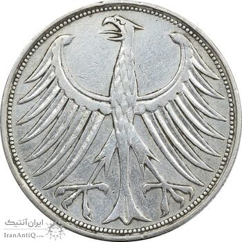 سکه 5 مارک 1951D جمهوری فدرال - EF45 - آلمان