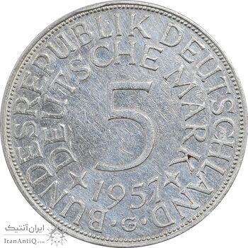 سکه 5 مارک 1957G جمهوری فدرال - AU50 - آلمان