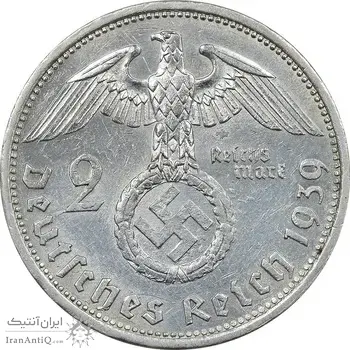سکه 2 رایش مارک 1939A رایش سوم - MS61 - آلمان
