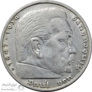 سکه 5 رایش مارک 1935D رایش سوم - EF40 - آلمان سکه 5 رایش مارک 1935D رایش سوم - EF40 - آلمان
