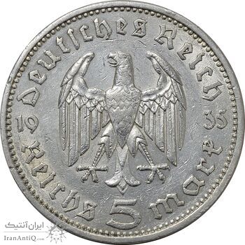 سکه 5 رایش مارک 1935A رایش سوم - AU55 - آلمان سکه 5 رایش مارک 1935A رایش سوم - AU55 - آلمان