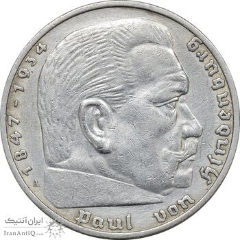 سکه 5 رایش مارک 1936A رایش سوم - EF45 - آلمان