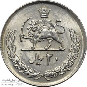 سکه 20 ریال 1357 - MS63 - محمد رضا شاه سکه 20 ریال 1357 - MS63 - محمد رضا شاه