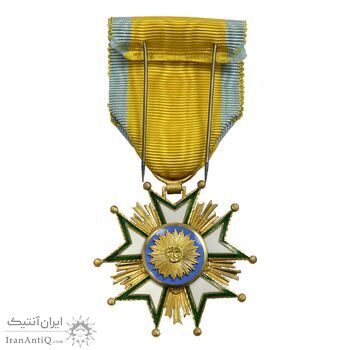 نشان تاج درجه پنج 1332 (با جعبه و روبان فابریک) - UNC - احمد شاه