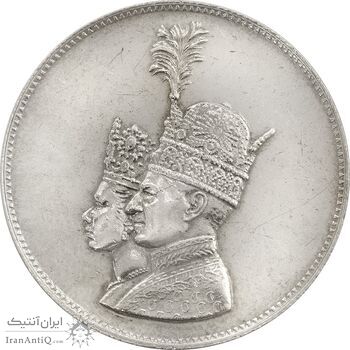 مدال نقره جشن تاجگذاری 1346 - AU55 - محمد رضا شاه