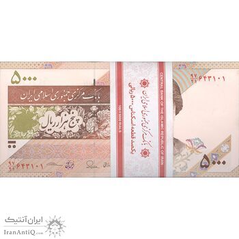 بسته اسکناس 5000 ریال امام (طیب نیا - سیف) - UNC - جمهوری اسلامی