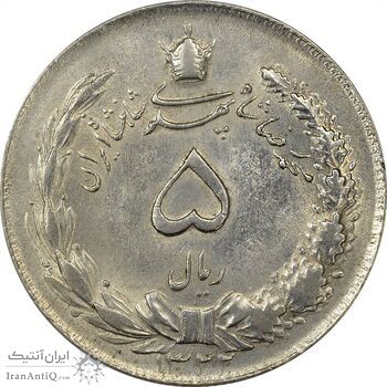 سکه 5 ریال 1322 - AU58 - محمد رضا شاه