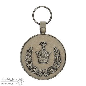 مدال نقره خدمت (دو رو تاج) - ضرب SPORRONG (با کاور فابریک) - UNC - رضا شاه