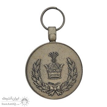 مدال نقره خدمت (دو رو تاج) - ضرب SPORRONG (با کاور فابریک) - UNC - رضا شاه