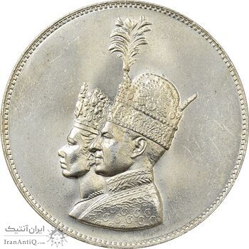 مدال نقره جشن تاجگذاری 1346 - MS63 - محمد رضا شاه