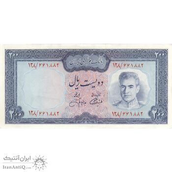 اسکناس 200 ریال (آموزگار - جهانشاهی) - تک - UNC60 - محمد رضا شاه