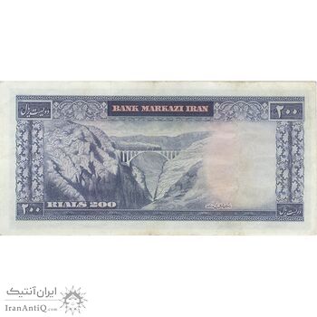 اسکناس 200 ریال (آموزگار - سمیعی) - تک - EF45 - محمد رضا شاه