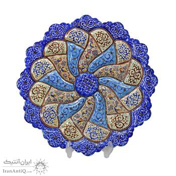 بشقاب میناکاری طرح گل و مرغ - 25 سانتی - کد: 028751