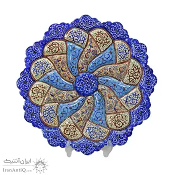 بشقاب میناکاری طرح گل و مرغ - 25 سانتی - کد: 028751