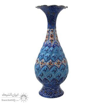 گلدان میناکاری طرح اسلیمی و ختایی - 19 سانتی - کد: 028754