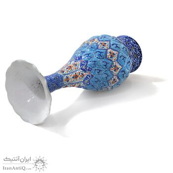 گلدان میناکاری طرح اسلیمی و ختایی - 19 سانتی - کد: 028754