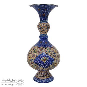 گلدان میناکاری طرح گل و مرغ - 20 سانتی - کد: 028755