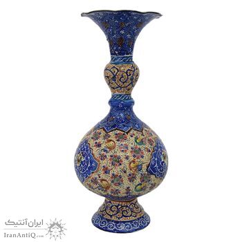 گلدان میناکاری طرح گل و مرغ - 20 سانتی - کد: 028755