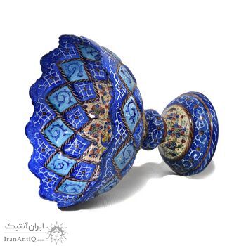 جاشکلاتی میناکاری طرح گل و مرغ - 11 سانتی - کد: 028758