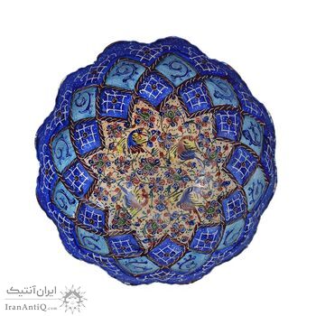 جاشکلاتی میناکاری طرح گل و مرغ - 11 سانتی - کد: 028758