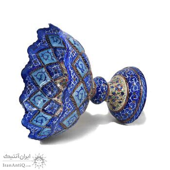 جاشکلاتی میناکاری طرح گل و مرغ - 11 سانتی - کد: 028759