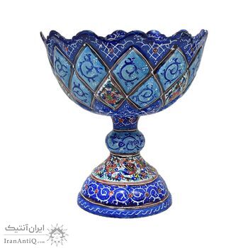 جاشکلاتی میناکاری طرح گل و مرغ - 12 سانتی - کد: 028760