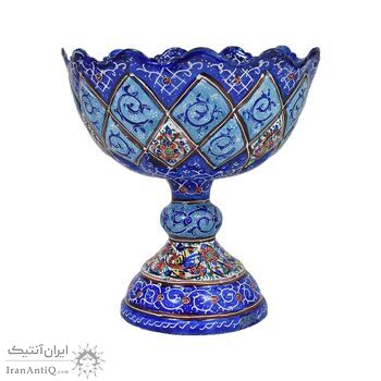 جاشکلاتی میناکاری طرح گل و مرغ - 12 سانتی - کد: 028760