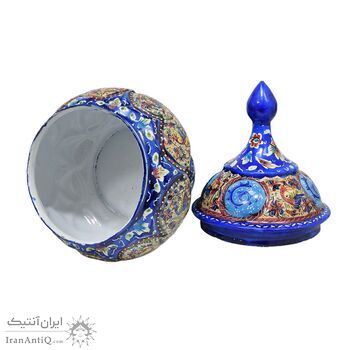 قندان میناکاری طرح گل و مرغ - 16 سانتی قندان میناکاری طرح گل و مرغ - 16 سانتی