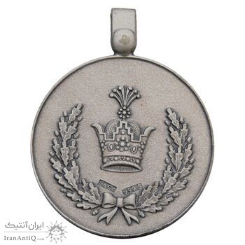 مدال نقره خدمت (دو رو تاج) - ضرب SPORRONG (با کاور فابریک) - رضا شاه