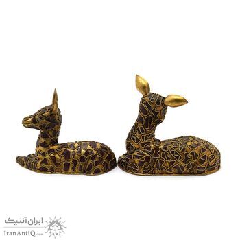 مجسمه های میناکاری طرح آهو (با پایه) آنتیک - 2 تایی