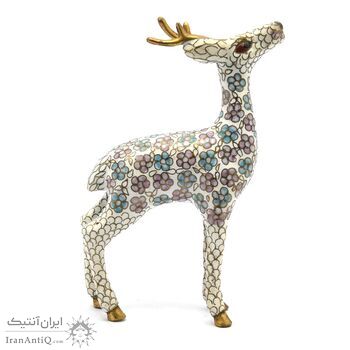 مجسمه میناکاری طرح گوزن سفید آنتیک