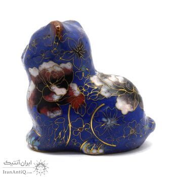 مجسمه میناکاری طرح گربه آبی (با پایه) آنتیک