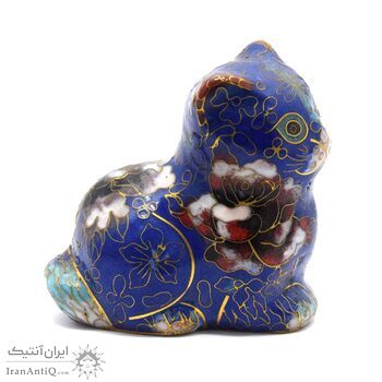 مجسمه میناکاری طرح گربه آبی (با پایه) آنتیک