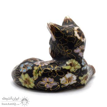 مجسمه میناکاری طرح گربه سیاه (با پایه) آنتیک