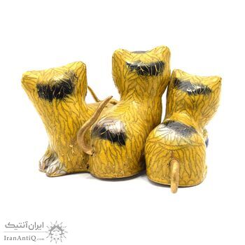 مجسمه میناکاری طرح گربه زرد (با پایه) آنتیک