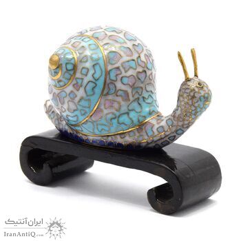 مجسمه میناکاری طرح حلزون (با پایه) آنتیک