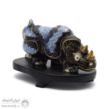 مجسمه میناکاری طرح کرگدن (با پایه) آنتیک
