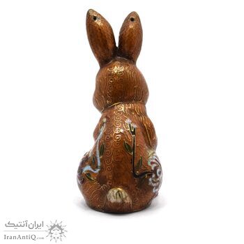 مجسمه میناکاری طرح خرگوش ایستاده قهوه ای (با پایه) آنتیک