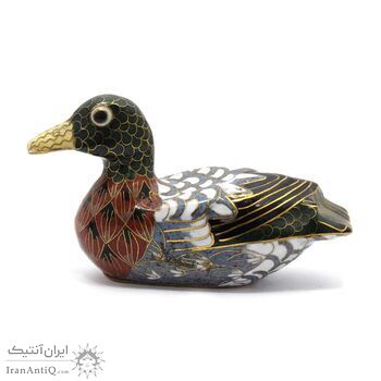 مجسمه میناکاری طرح اردک (با پایه) آنتیک