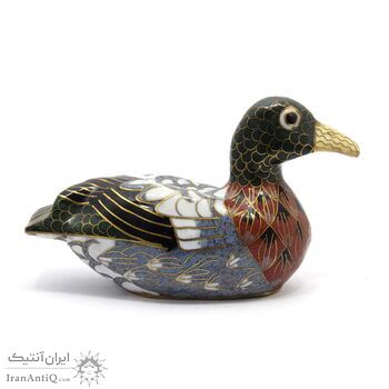 مجسمه میناکاری طرح اردک (با پایه) آنتیک