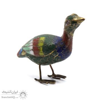 مجسمه میناکاری طرح پرنده سبز آنتیک